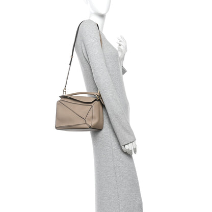 Grained Calfskin Small Puzzle Bag Sand
