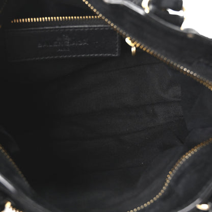 Baby Daim Suede Gold Metallic Edge Hardware Mini City Black