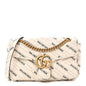 X BALENCIAGA Calfskin Matelasse Logo Print Small GG Marmont Shoulder Bag White