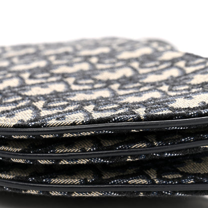 Oblique Saddle Pouch With Strap Navy Blue