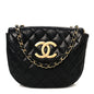 Lambskin Quilted Half Moon Flap Black