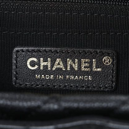 Caviar Calfskin Quilted Small Top Handle Flap Black