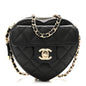 Lambskin Quilted CC In Love Heart Clutch With Chain Black