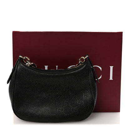 GG Grainy Calfskin Emblem Small Half Moon Shoulder Bag Black