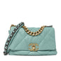 Goatskin Quilted Medium Chanel 19 Flap Light Blue