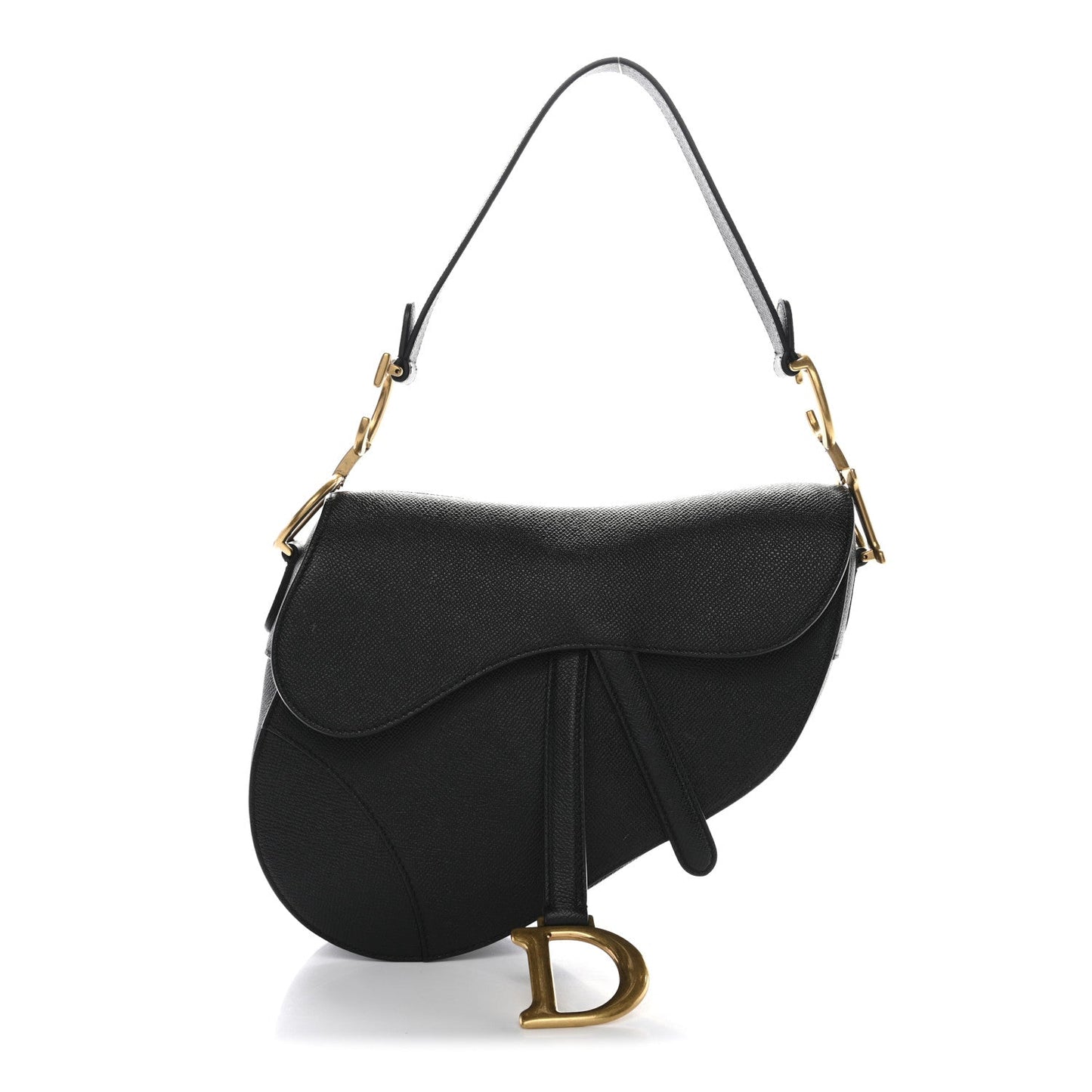 Grained Calfskin Saddle Bag Black