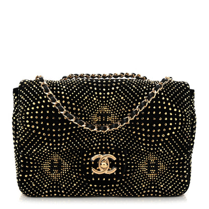 Velvet Strass Evening Flap Bag Black Gold