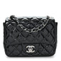 Patent Calfskin Quilted Mini Square Flap Black