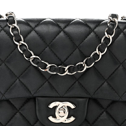 Lambskin Quilted Mini Square Flap Black