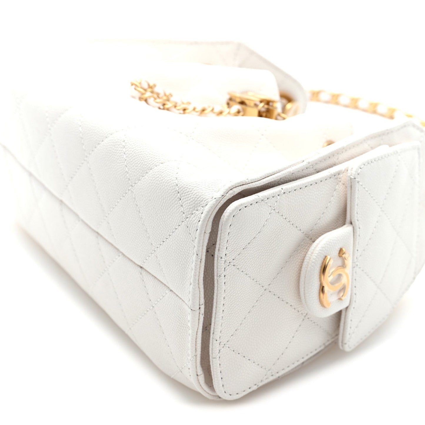 Caviar Quilted Mini Chanel 25 Handbag White