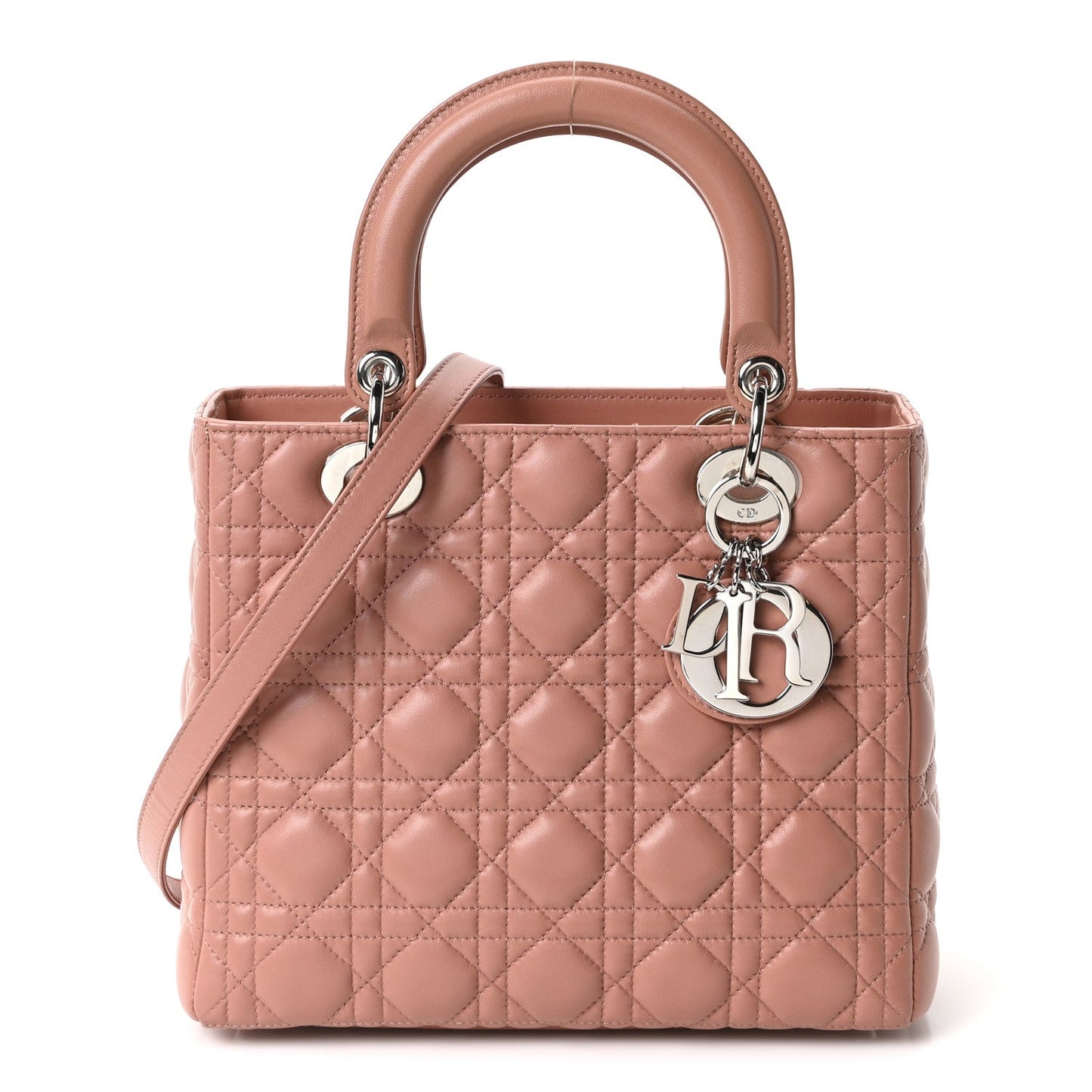 Lambskin Cannage Medium Lady Dior Bois de Rose