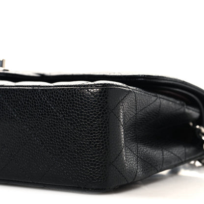 Caviar Quilted Medium Double Flap Black