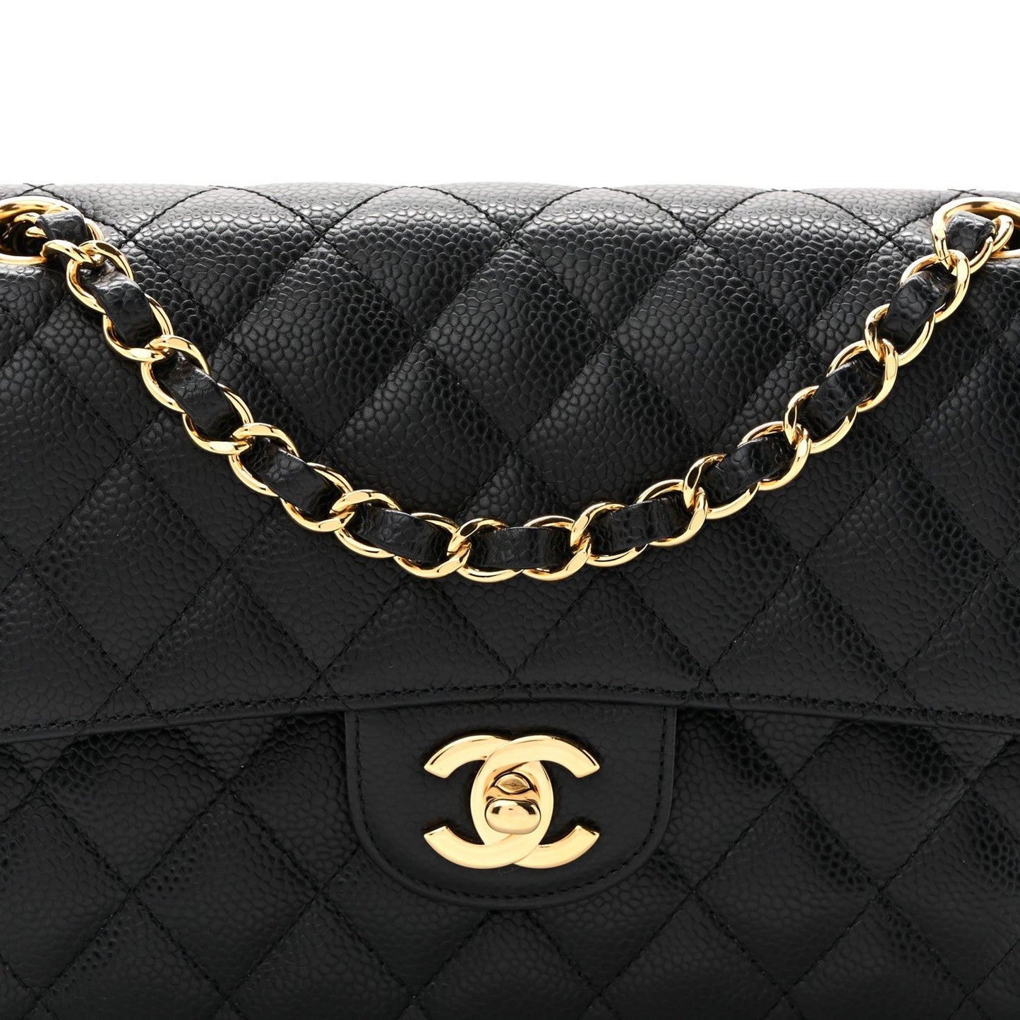 Caviar Quilted Small Double Flap Black