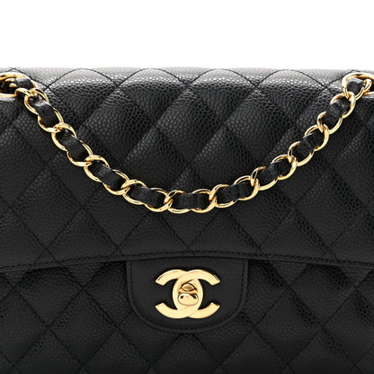 Caviar Quilted Small Double Flap Black