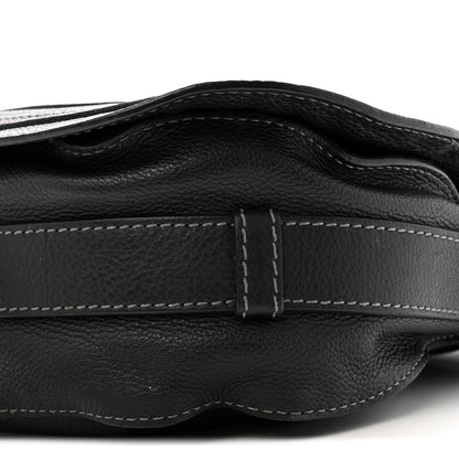 Grained Calfskin Medium Marcie Saddle Bag Black