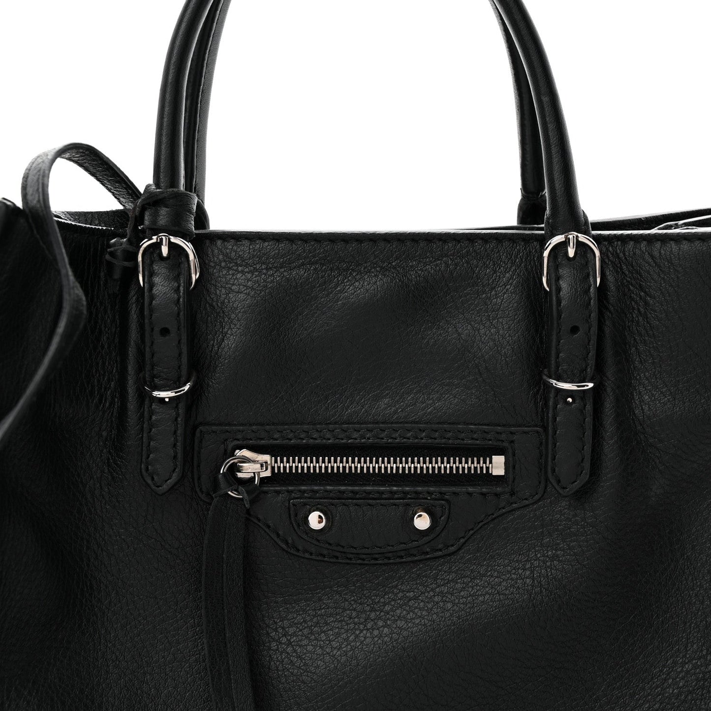 Grained Calfskin Papier Mini A4 Zip Around Tote Black