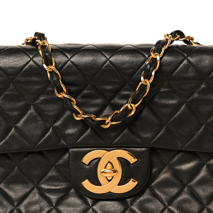 Lambskin Quilted XL Jumbo Single Flap Black