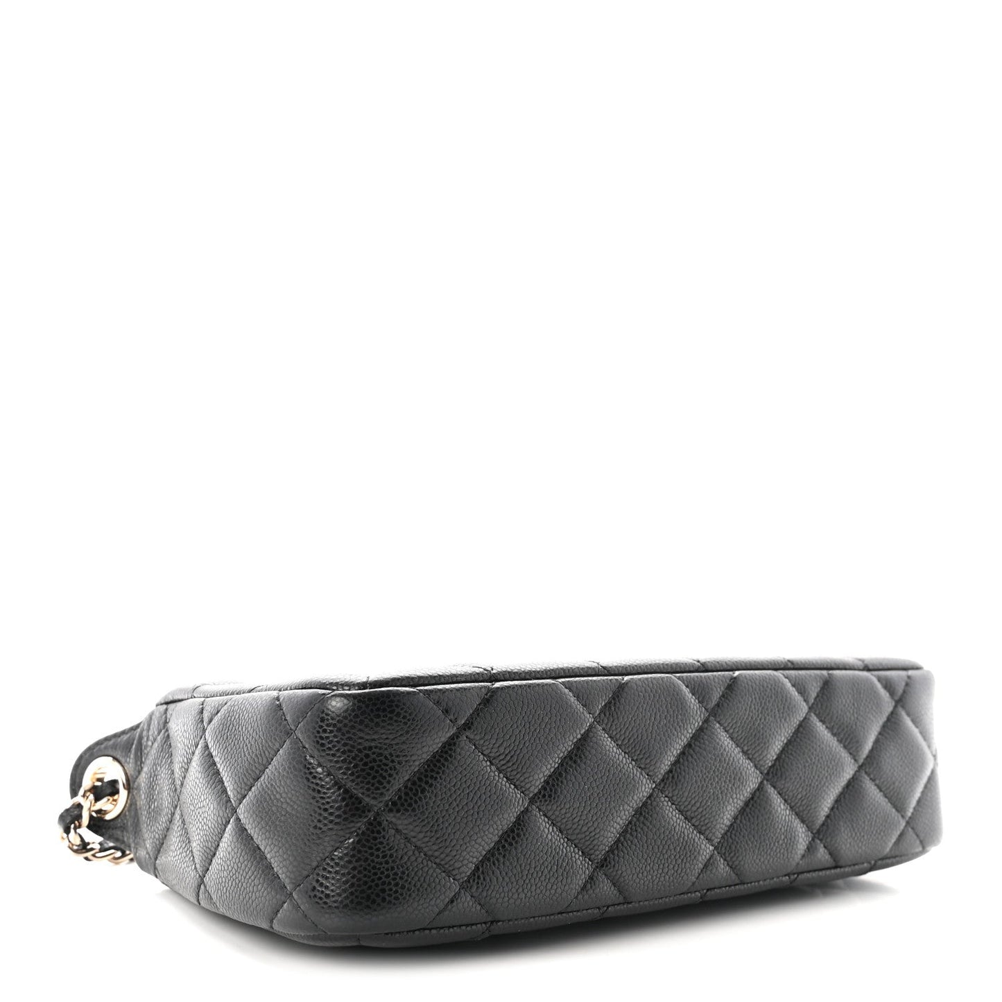 Caviar Quilted Purse With Chain Black