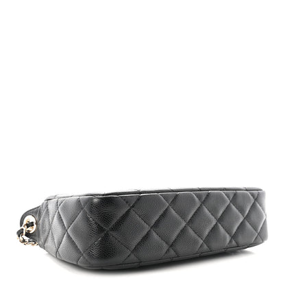 Caviar Quilted Purse With Chain Black