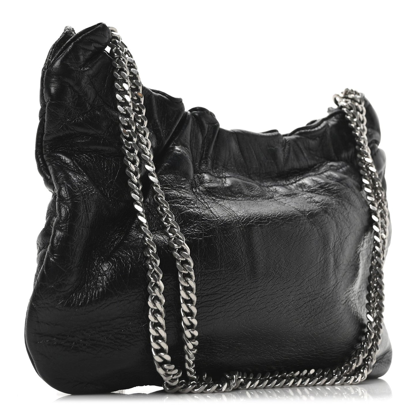 Calfskin Pac Ruched Hobo Black