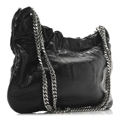 Calfskin Pac Ruched Hobo Black
