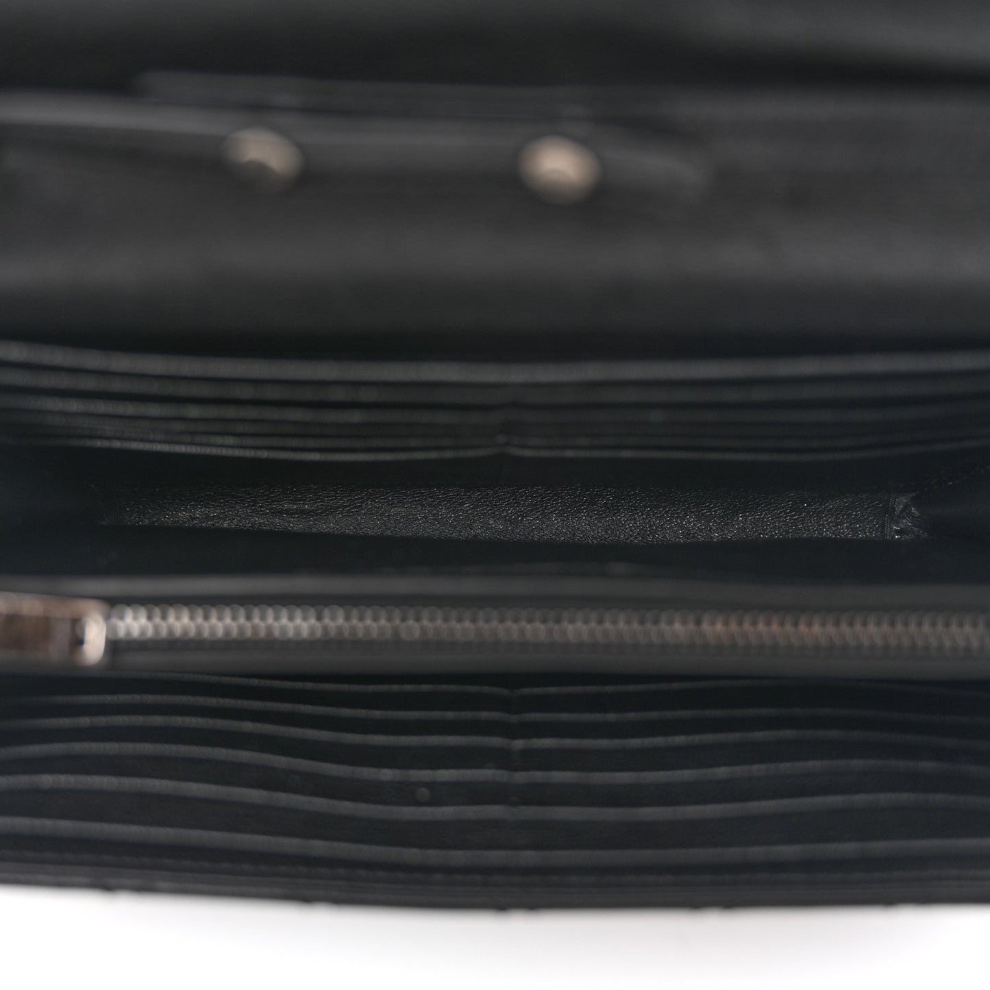 Sheepskin Tri-Quilt Monogram Envelope Chain Wallet Black