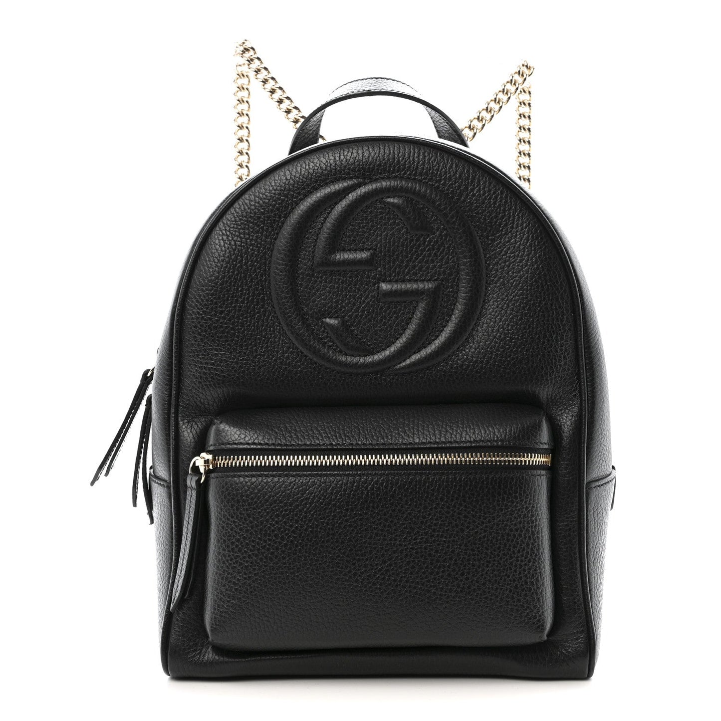Pebbled Calfskin Soho Chain Backpack Black