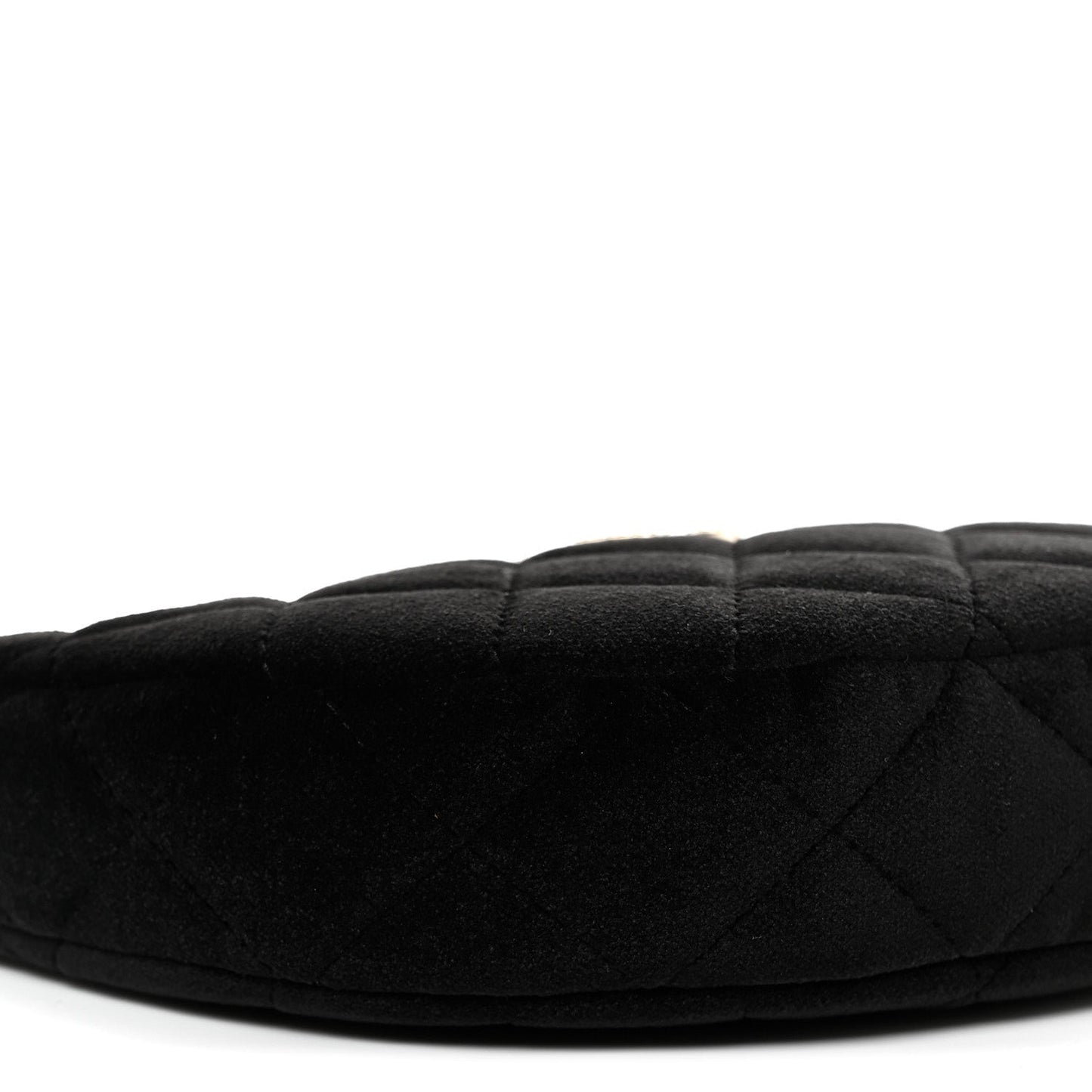 Velvet Crystal Quilted Chain Hobo Black