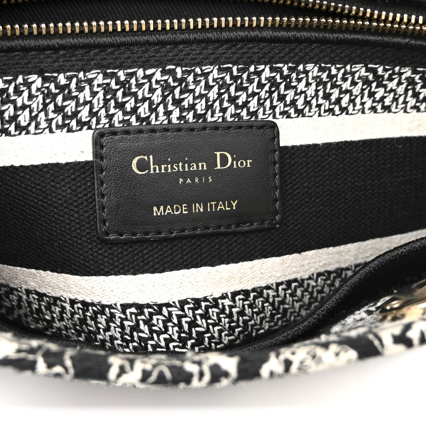 Canvas Embroidered Medium Plan de Paris Lady D-Lite Black White