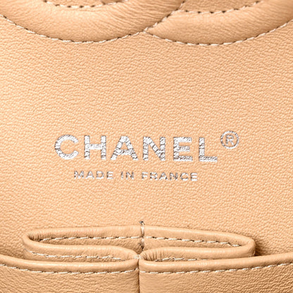 Caviar Quilted Medium Double Flap Beige
