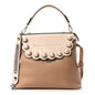 Vitello Century Pearl Bi-Color Scalloped Back to School Backpack Cuoio Camelia