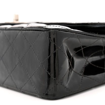 Patent Quilted Medium Double Flap Black