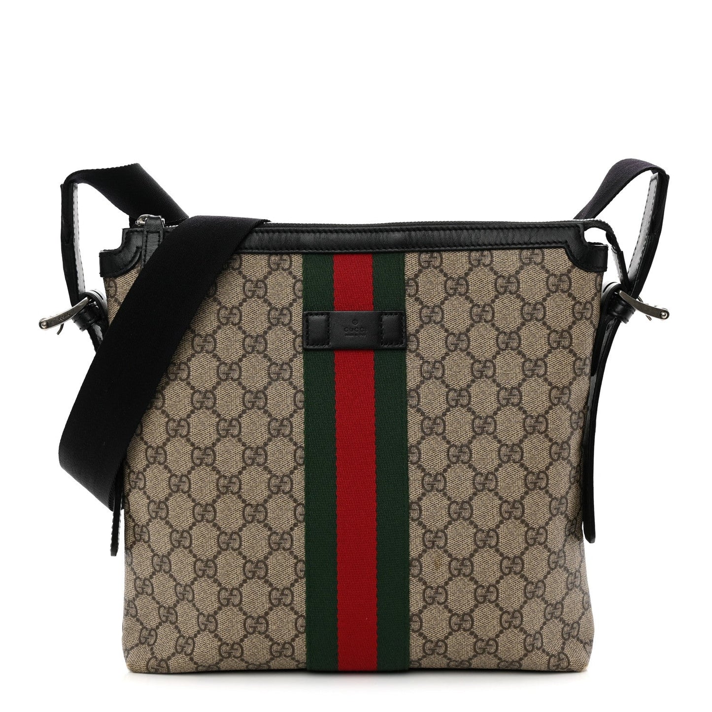 GG Supreme Monogram Web Messenger Bag Black