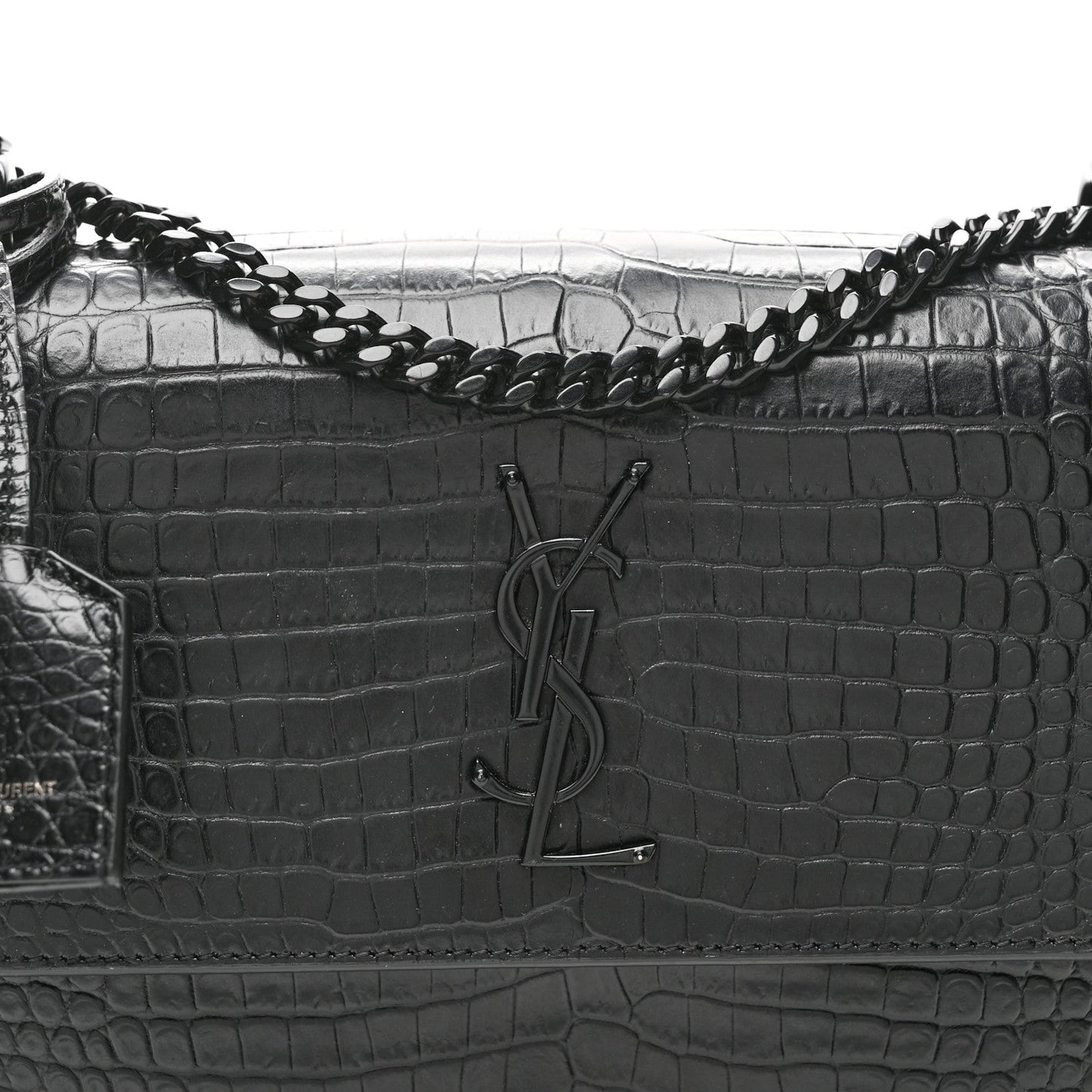 Calfskin Crocodile Embossed Medium Monochrome Monogram Sunset Black