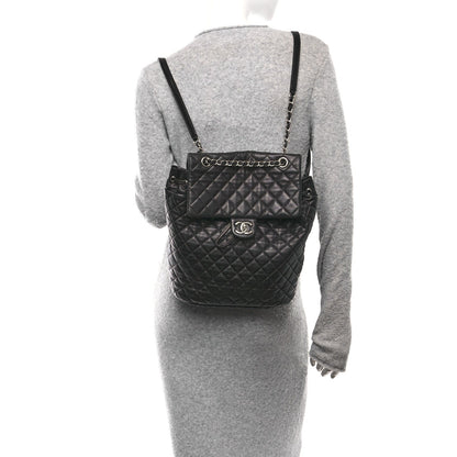 Calfskin Quilted Large Urban Spirit Backpack Black