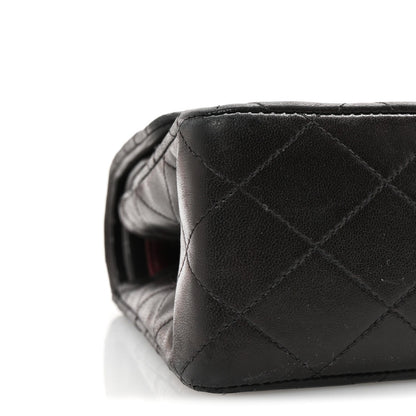 Lambskin Quilted Medium Double Flap Black
