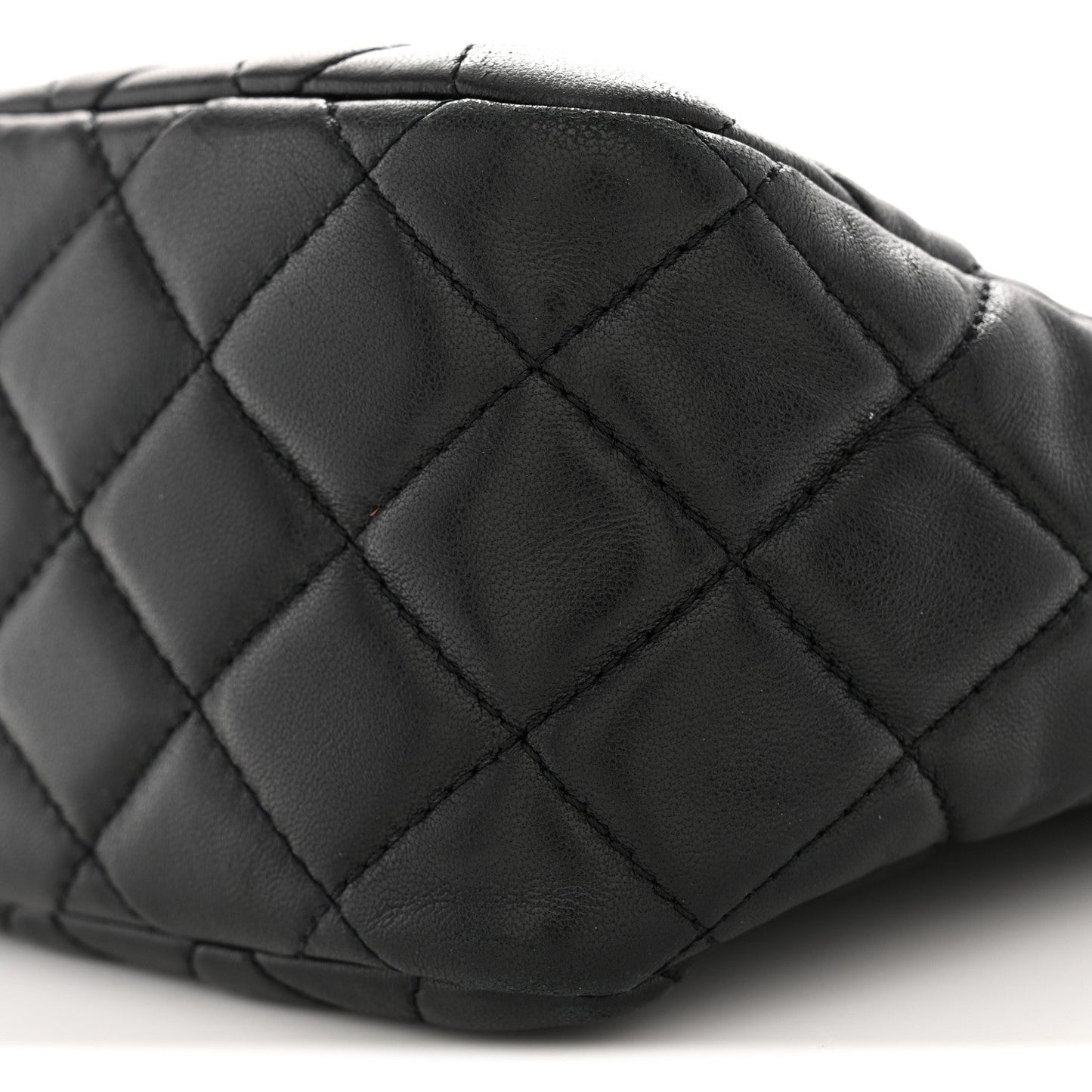 Lambskin Quilted Small Pearl Crush Hobo Black