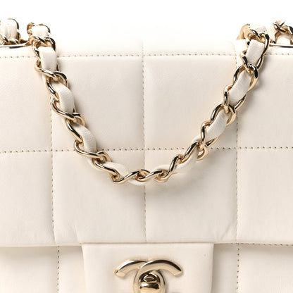 Lambskin Resin Crystal Square Quilted Monacoco Mini Square Flap White