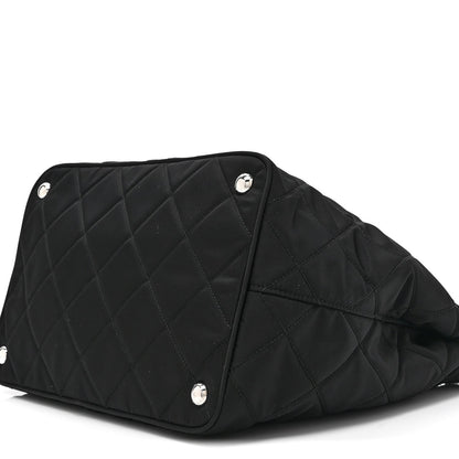Nylon Tessuto Impuntu Quilted Tote Black