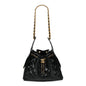 Shiny Crumpled Calfskin Quilted Small Chanel 25 Handbag Black