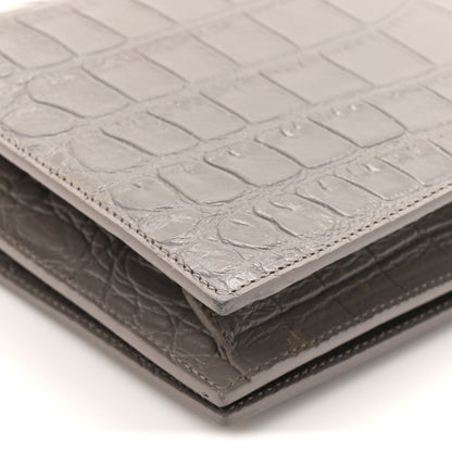 Croc Embossed Calfskin Classic Kate Monogram Clutch Fog