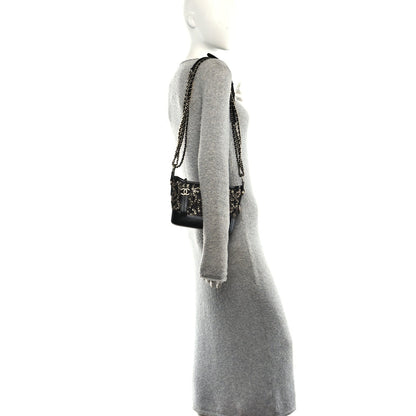 Sequin Calfskin Small Gabrielle Hobo Black Gold
