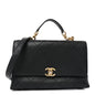 Caviar Diamond Stitched Small Top Handle Flap Black