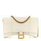 Shiny Calfskin Crocodile Embossed Hourglass Chain Bag White