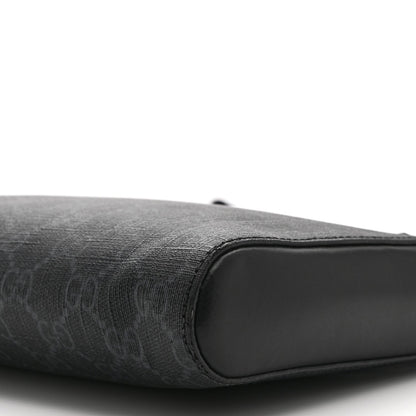 GG Supreme Monogram Web Small Flat Messenger Bag Black Grey