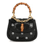 Sequin Lizard Embossed GG Mini Bamboo 1947 Top Handle Chain Bag Black White