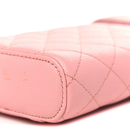 Caviar Quilted Phone Holder With Chain Pink