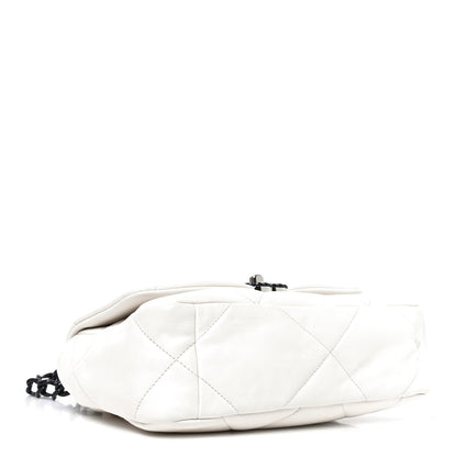 Glossy Calfskin Quilted Medium Chanel 19 Flap White Black
