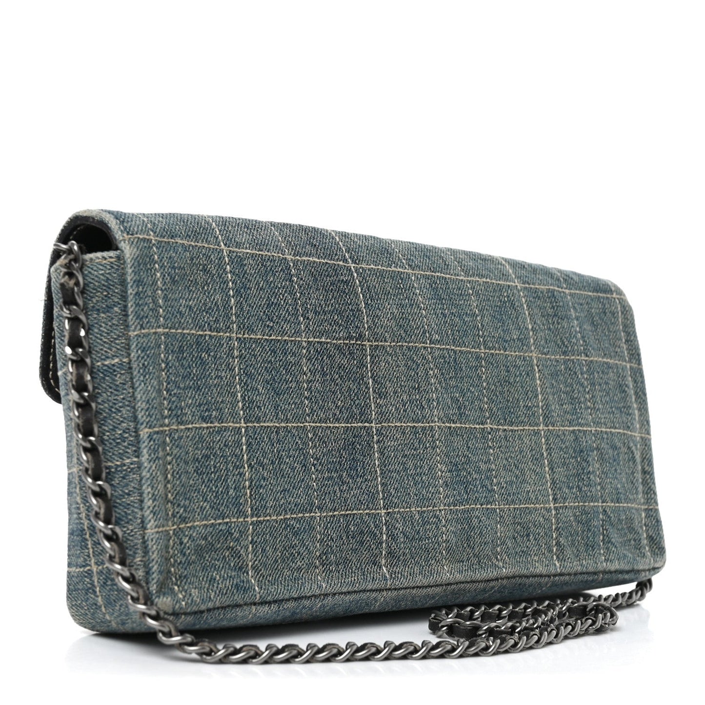 Denim Chocolate Bar Quilted East West Flap