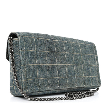 Denim Chocolate Bar Quilted East West Flap